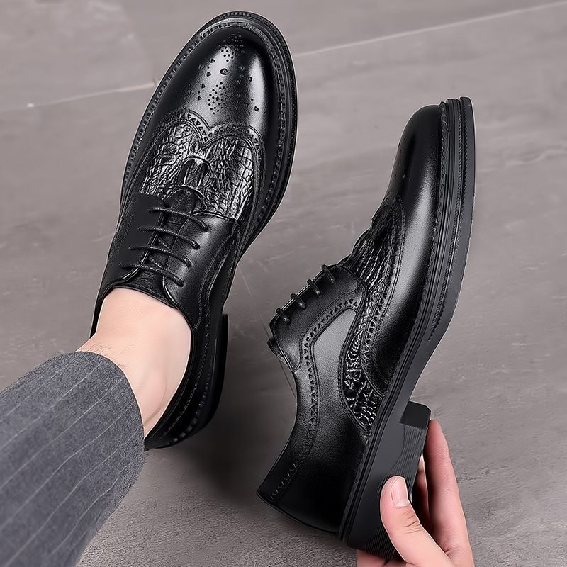 Brogue Shoes Pánske Kožené Biznis Spoločenské Šaty Vyrezávané Topánky Šnurovacie Priedušné Trendy Oxford