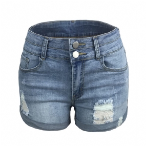 Dámske Šortky Trendy Holes Rolled Elastic High Waist Denim