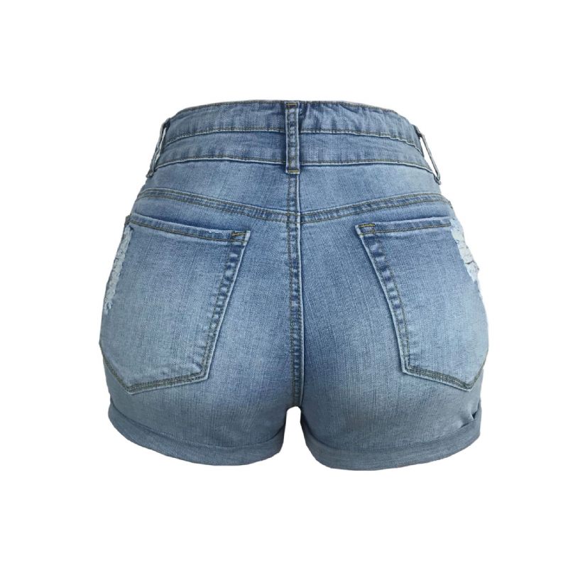 Dámske Šortky Trendy Holes Rolled Elastic High Waist Denim