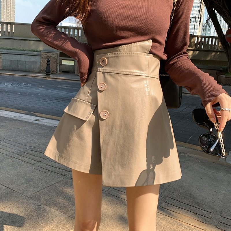 Khaki Wide Leg Dámska Móda S Vysokým Pásom Voľný