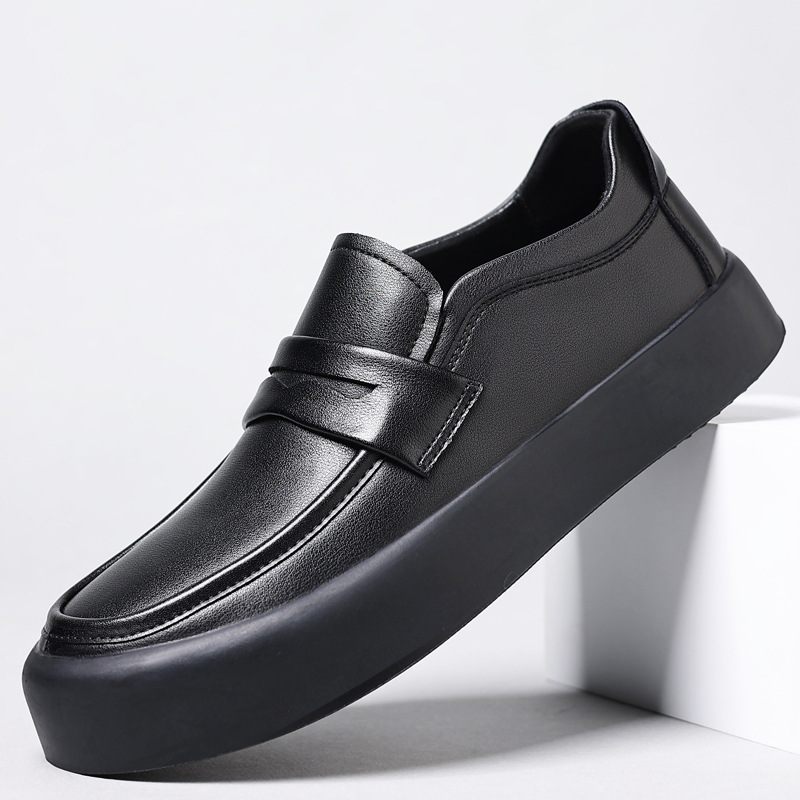 Mokasíny Pánske Jesenné Nové Slip-on Drive Kožené S Mäkkou Podrážkou Matné Formálne Topánky Čierne Business Doudou