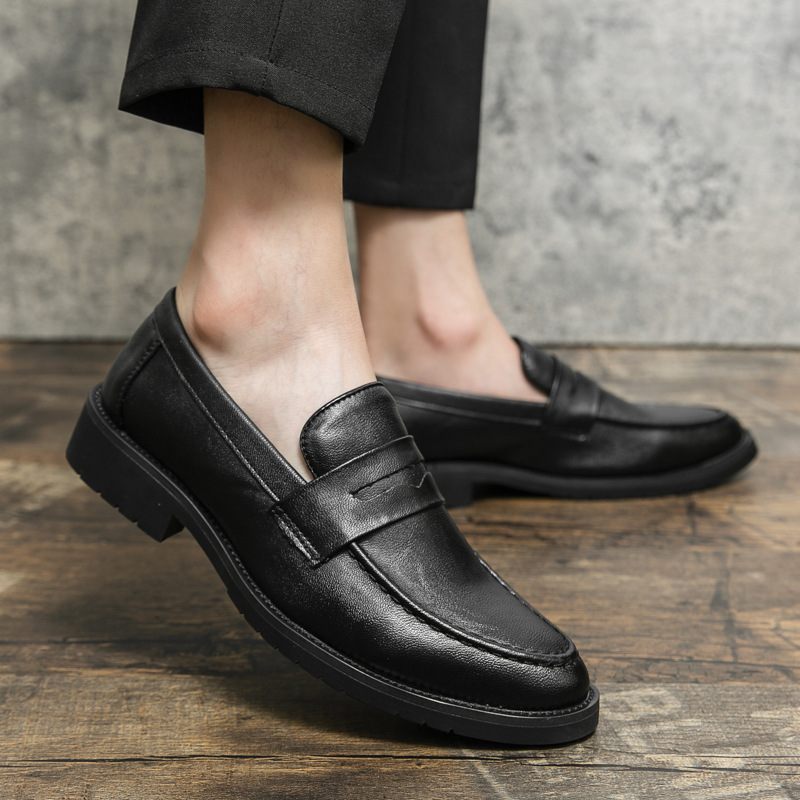 Pánske Spoločenské Topánky Jar A Jeseň 2023 Nové Slip-on Retro Set-foot Mokasíny S Okrúhlou Špičkou Ležérne