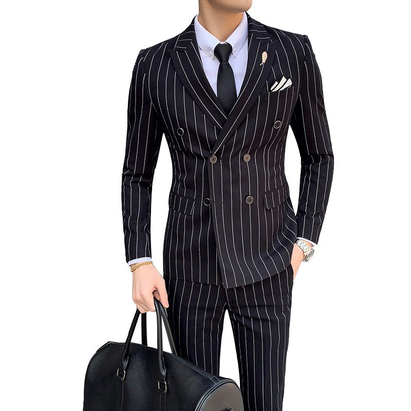 Pánsky Oblek Business Slim Stripe Trojdielny Formálny