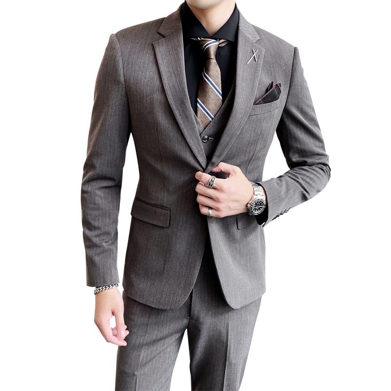 Slim Fit Suit Men Business Formálny Trojdielny Oblek