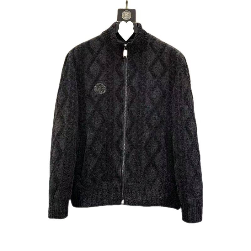 Stojan Golier Knit Cardigan Jacket Men Business Neformálne Jednofarebné Slim Fit