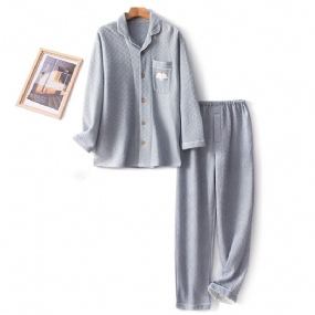 Pánska Pyžamová Súprava Bavlnené Vyšívané Voľné Domáce Oblečenie