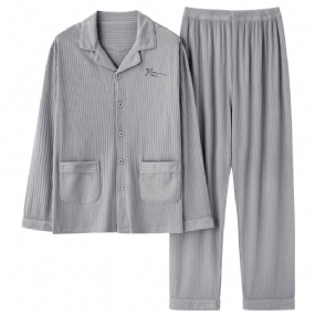 Pánske Pyžamá S Dlhými Rukávmi Tenkého Dielu Na Domáce Oblečenie