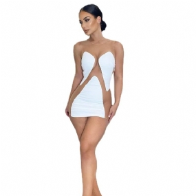 Dámske Oblečenie 2023 Sexy Sieťované Priehľadné Prešívanie Farebné Kontrastné Šaty