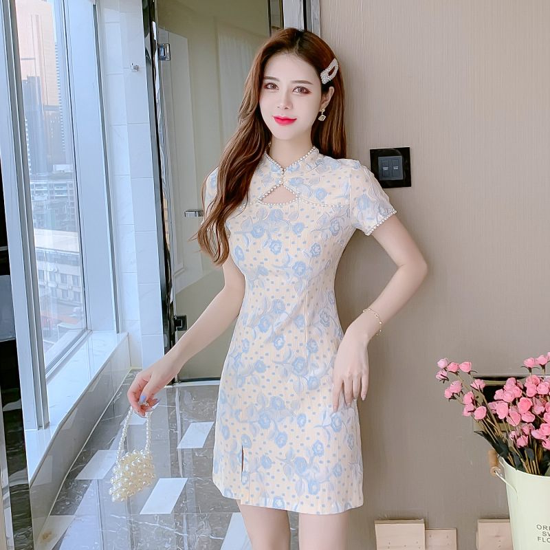 Šaty Cheongsam Dámske Šifónové Kvetinové