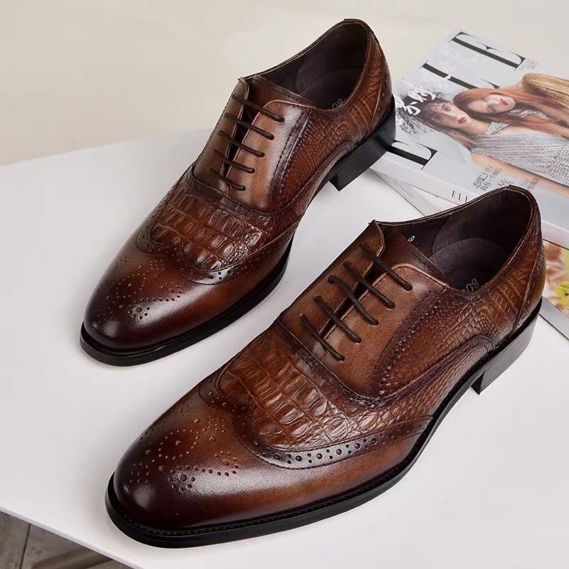 2023 Brogue Shoes Oxford Pánske Staré Retro Šaty Topánky Krokodílí Vzor Veľká Veľ