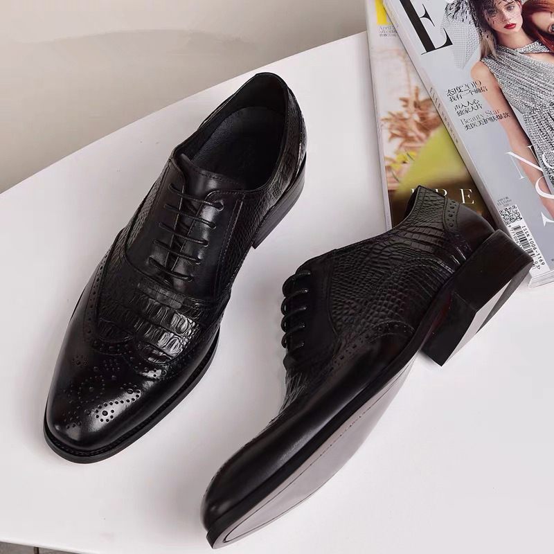 2023 Brogue Shoes Oxford Pánske Staré Retro Šaty Topánky Krokodílí Vzor Veľká Veľ