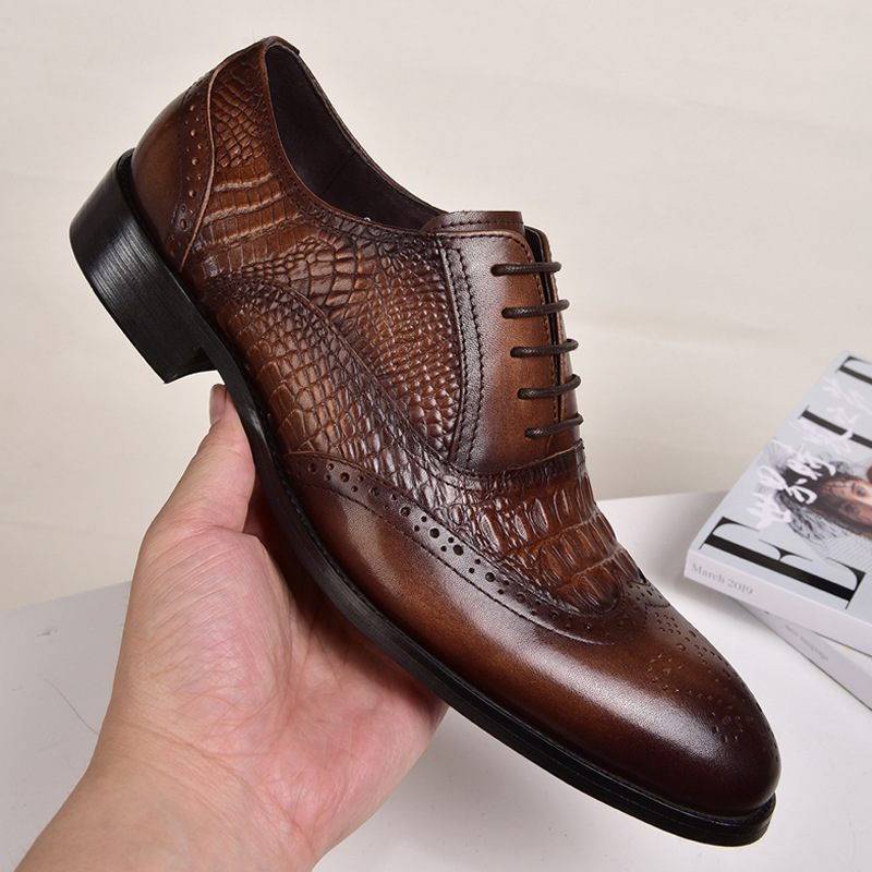 2023 Brogue Shoes Oxford Pánske Staré Retro Šaty Topánky Krokodílí Vzor Veľká Veľ