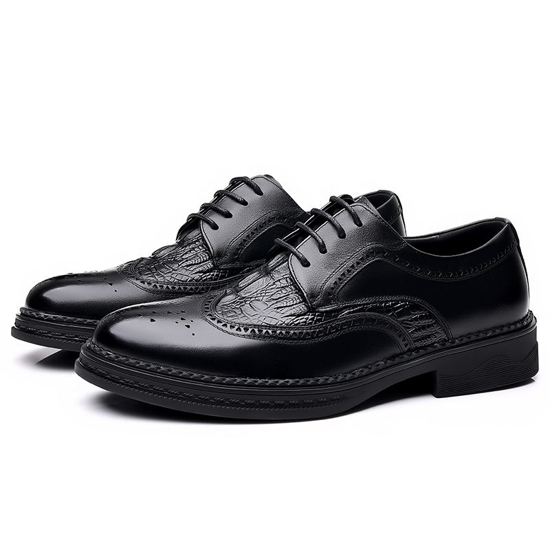 Brogue Shoes Pánske Kožené Biznis Spoločenské Šaty Vyrezávané Topánky Šnurovacie Priedušné Trendy Oxford