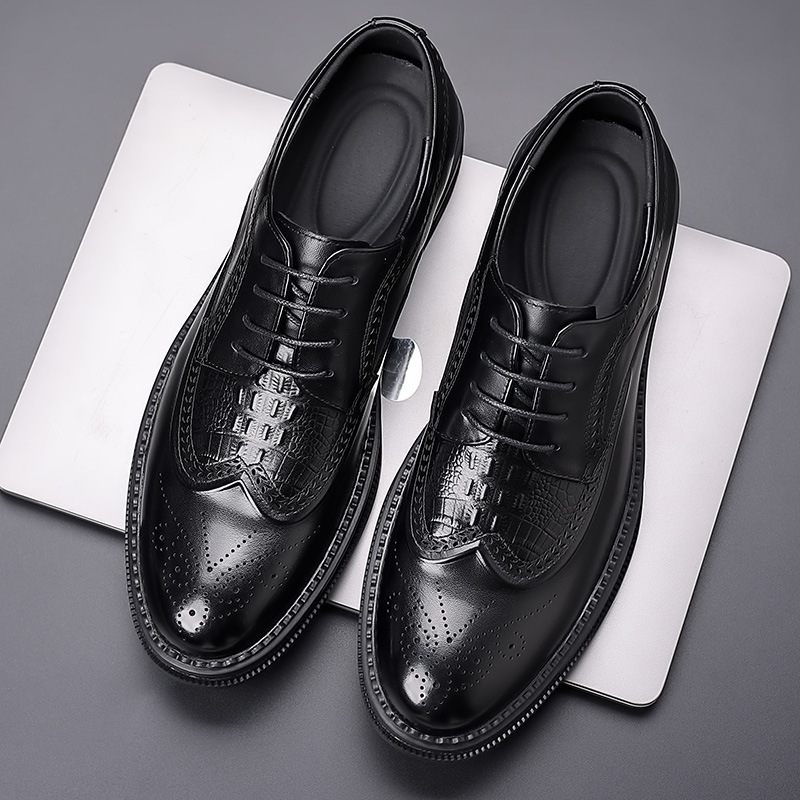 Brogue Shoes Pánske Kožené Biznis Spoločenské Šaty Vyrezávané Topánky Šnurovacie Priedušné Trendy Oxford