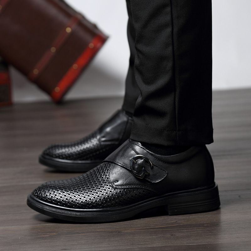 Hollow Business Dress Shoes Z Hovädzej Kože Veľká Veľkosť 454647 Letné Zdvíhacie Topánky Priedušné