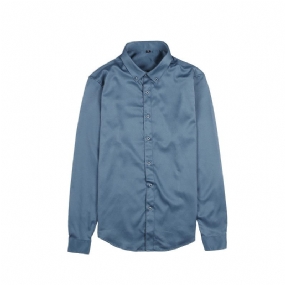 Jednofarebná Pánska Košeľa Slim Fit S Dlhým Rukávom V Modrej Farbe