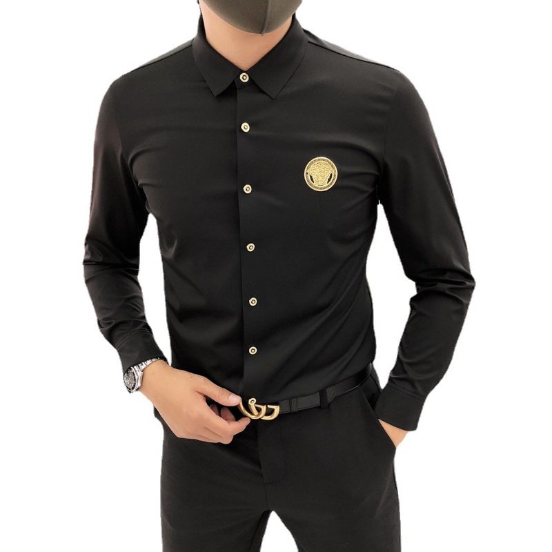 Pánska Košeľa Slim Fit High End Silky Stretch Trendy S Dlhým Rukávom