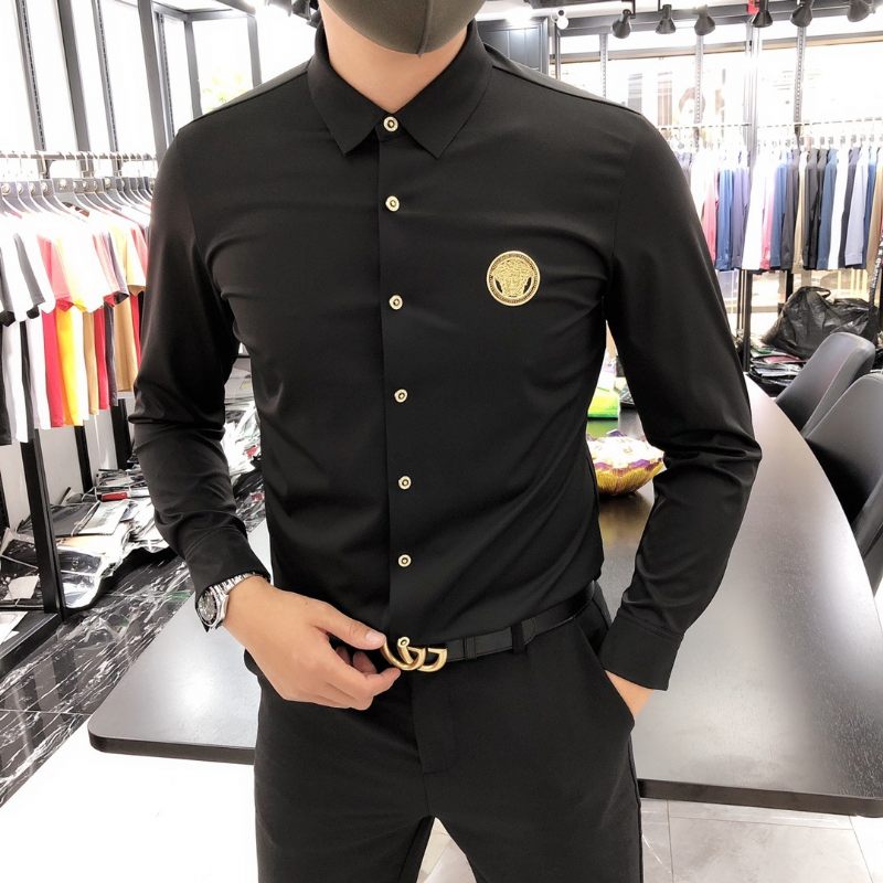 Pánska Košeľa Slim Fit High End Silky Stretch Trendy S Dlhým Rukávom