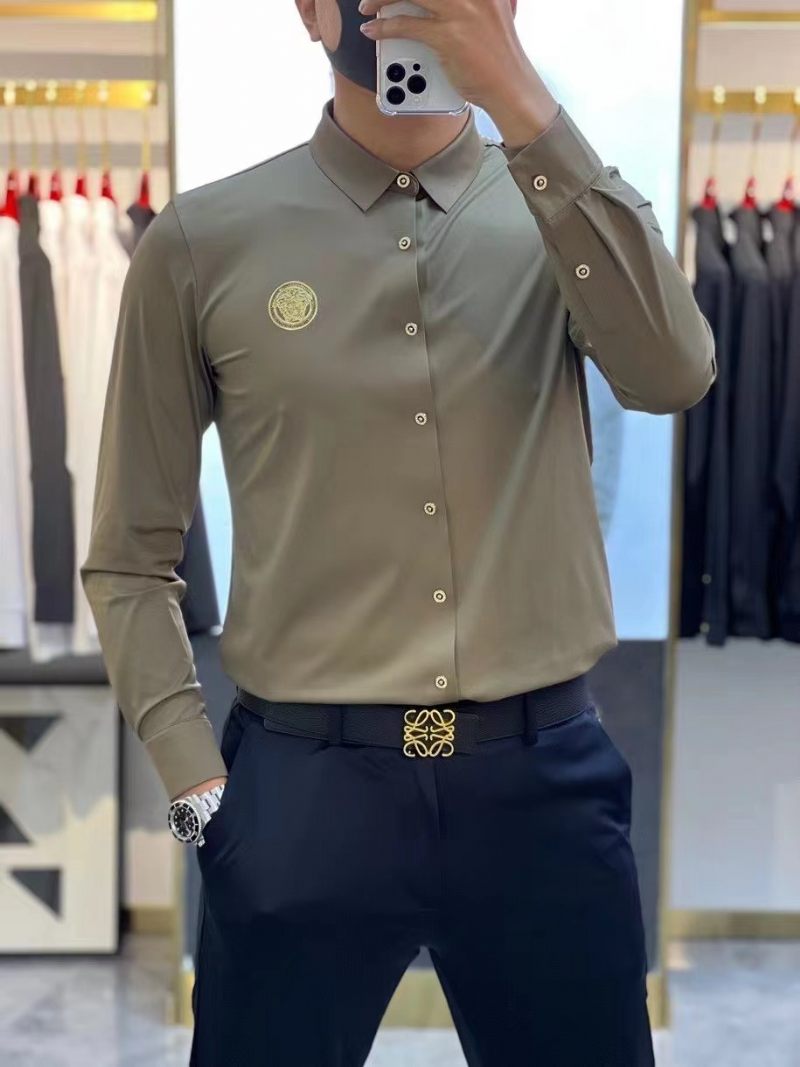 Pánska Košeľa Slim Fit High End Silky Stretch Trendy S Dlhým Rukávom