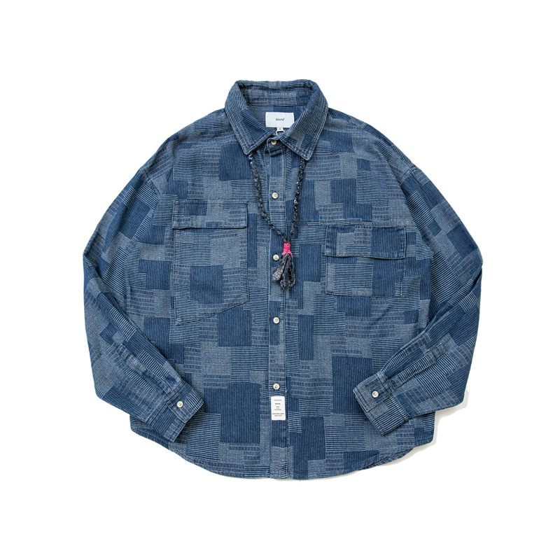 Pánska Košeľa Workwear Asymetric Pocket Trend Vintage Plaid