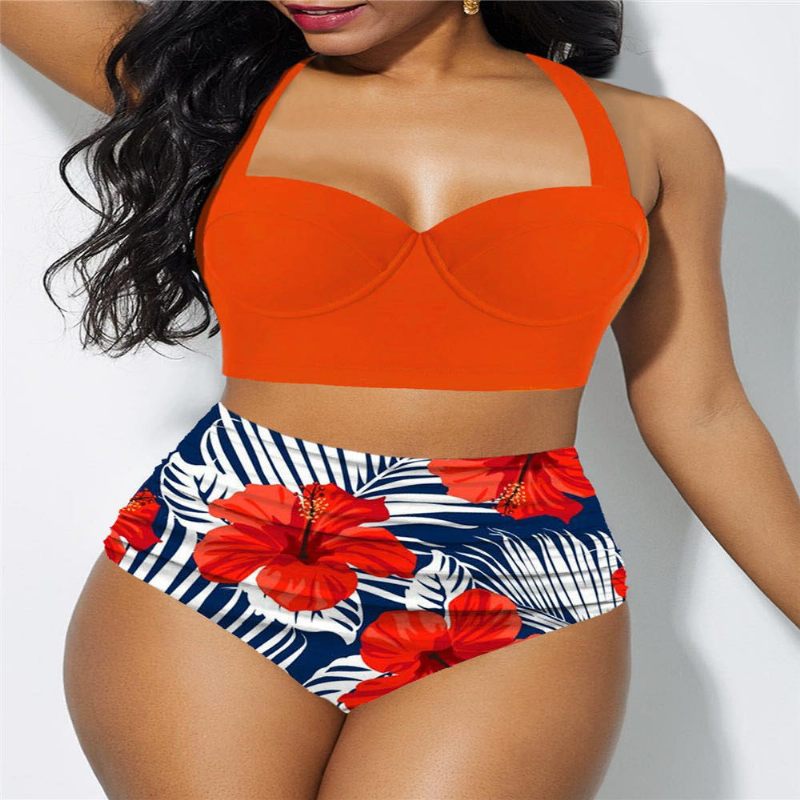 Nové Dámske Plavky So Sexi Potlačou Plus Size Bikini Delené Plavkové Bikiny