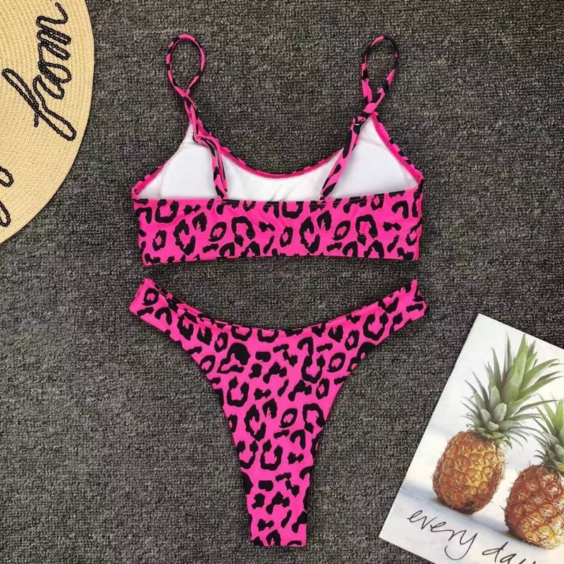 Sexy Leopard Bikini Plavky Stock Rovné Vlasy