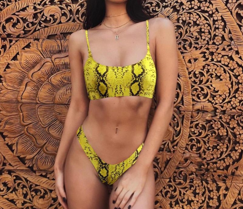 Sexy Leopard Bikini Plavky Stock Rovné Vlasy