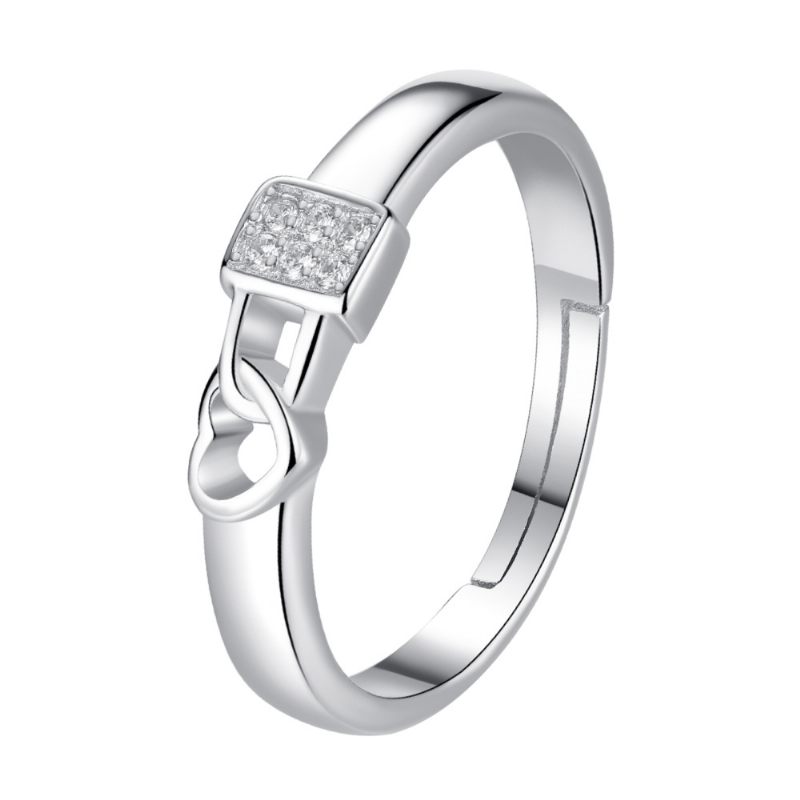 S925 Silver Lock Heart Couple Rings Darček K Výročiu Zaľúbených Pár Mužov A Žien