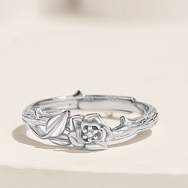 Thorn Rose Couple Rings Pár Strieborných 925 Retro Starý Dizajnový Prsteň S Otvoreným Prsteňom