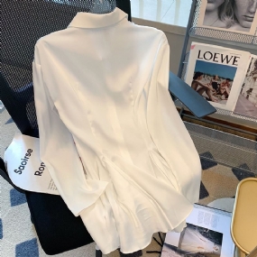 Biela Košeľa Dámske Šaty Módne Temperament V Páse