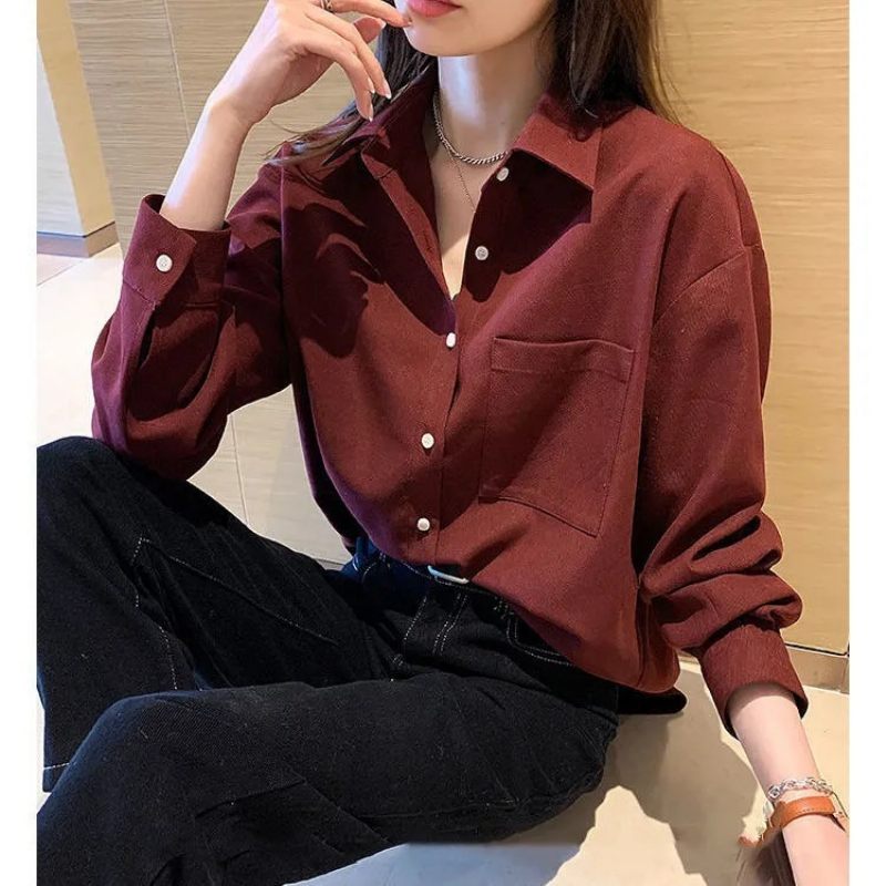 Dámska Česaná Košeľa Temperament Retro Loose Top