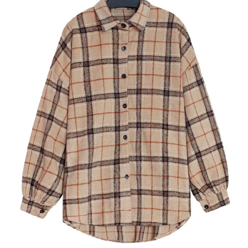 Dámska Košeľa Vintage Top Loose Check Coat