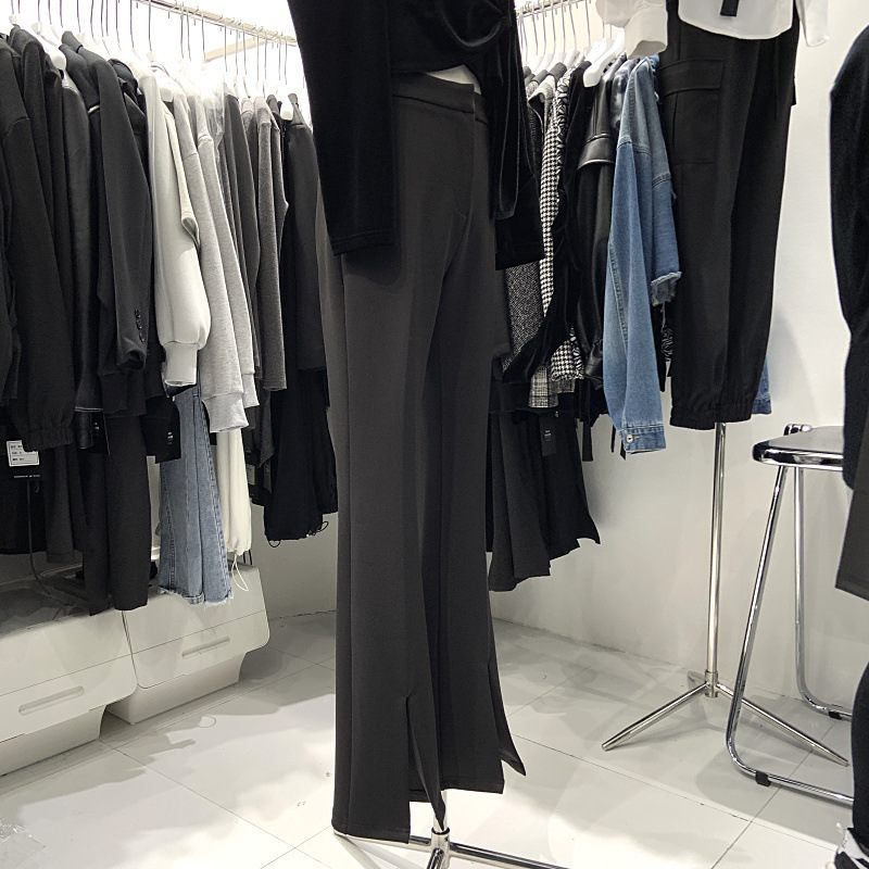 2023 New Slim Slit Ladies Ležérne Nohavice Široká Noha Vysoký Pás