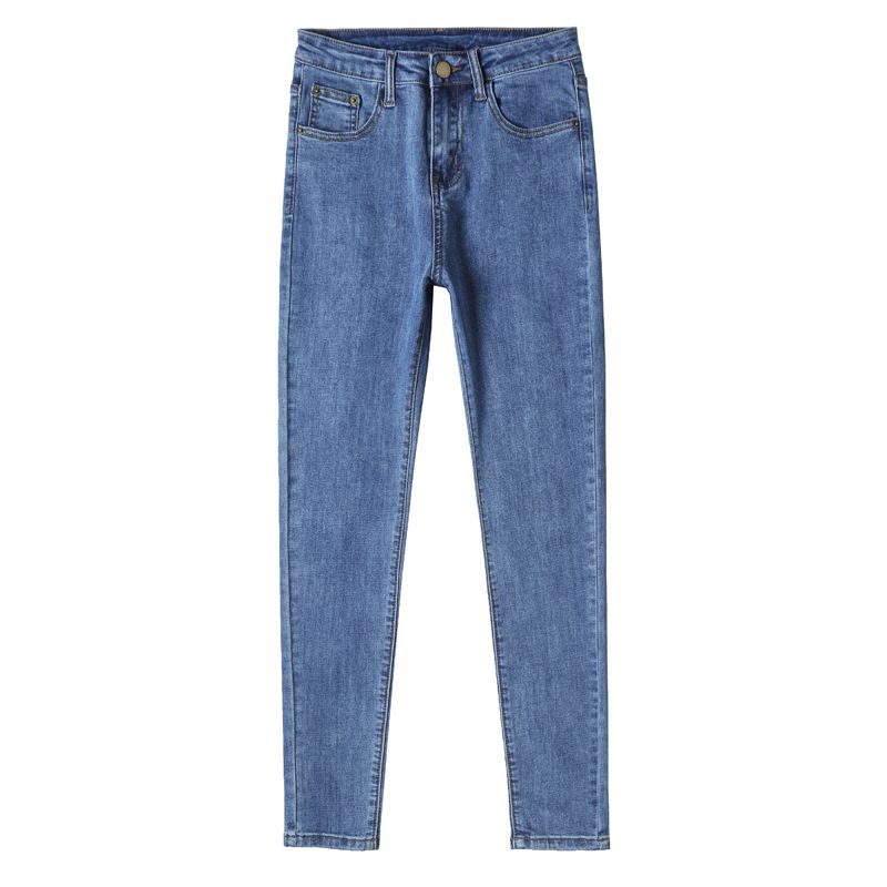 Dámske Džínsy S Vysokým Pásom Stretch Skinny Blue