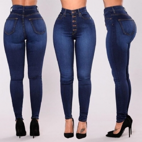 Dámske Ležérne Nohavice Slim Fit Denim S Vysokým Pásom