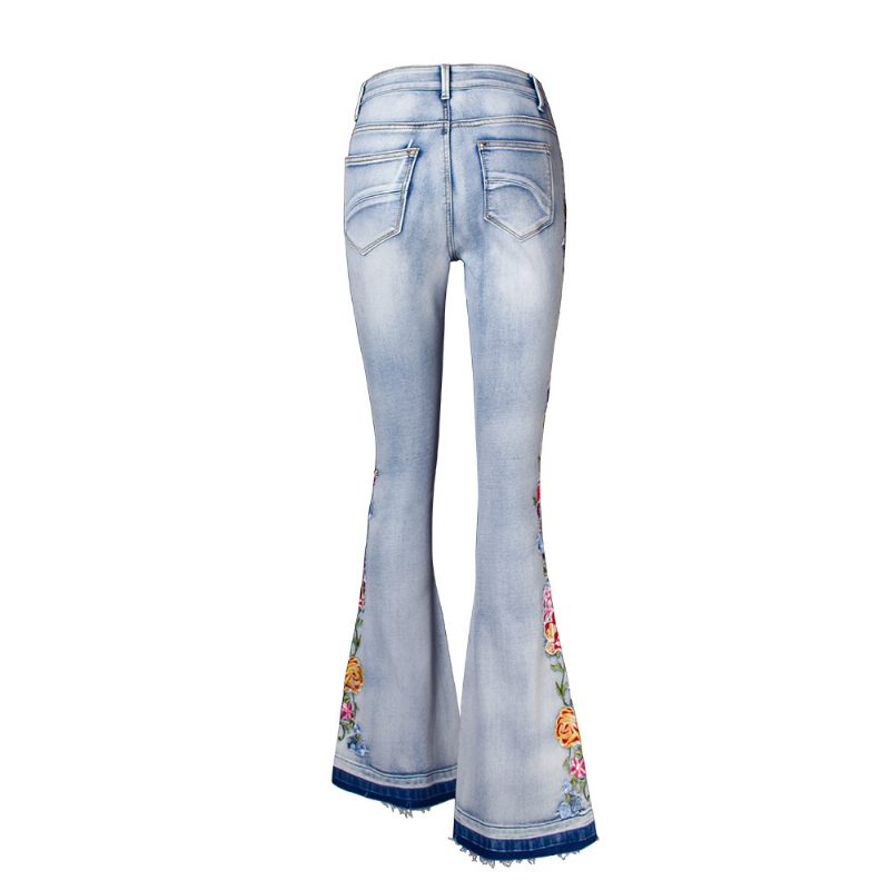 Flared Jeans Ladies Trojrozmerné Vyšívané Nohavice