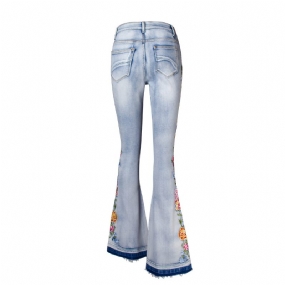 Flared Jeans Ladies Trojrozmerné Vyšívané Nohavice