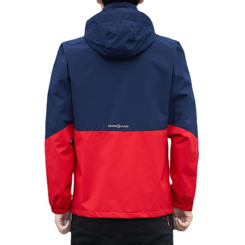 Pánska Bunda Nový Tenký Kabát Color Block Hood Casual