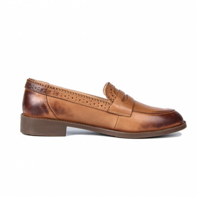 Brogue Topánky Vyrezávané Ploché Oxford Retro Farba Leštené Dámske Mokasíny