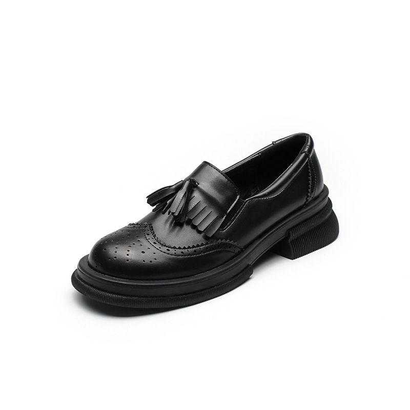 Loafers Retro Plytké Ústa Brogue Topánky Šaty Dámske 2023 Nový Strapec Mašľa Mäkké Dno Ploché