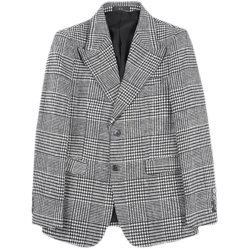 Ležérne Blejzre Houndstooth Single Breasted Two Buttons Jesenný Zimný Kabát