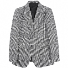 Ležérne Blejzre Houndstooth Single Breasted Two Buttons Jesenný Zimný Kabát