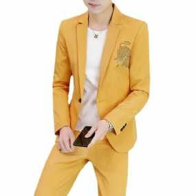 Nové Pánske Blejzre Slim Fit Trendy Single Row One Button Yellow