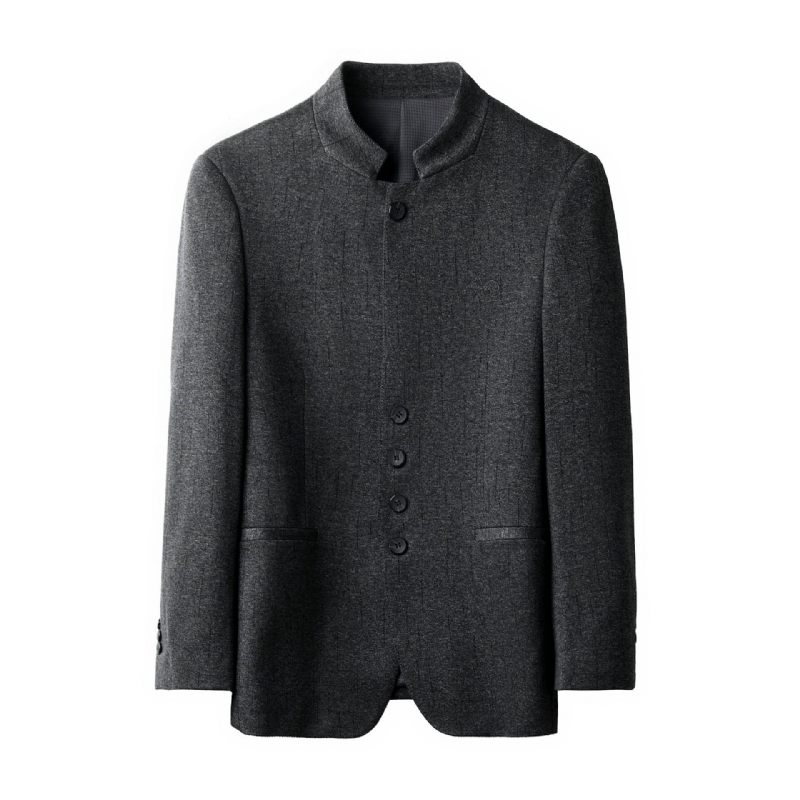 Pánske Blejzre Trend Cardigan Stand Golier Slim Single Breasted Three Buttons