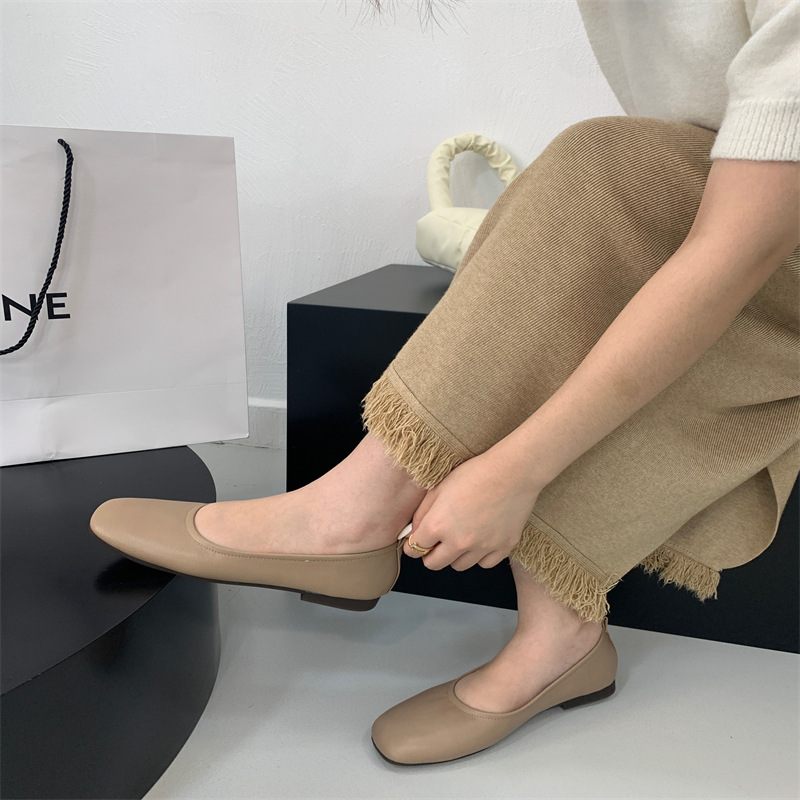 Doudou Topánky Dámske Po Babičke 2023 Jar A Jeseň Nové Mäkké Kožené Slip-on Ploché Elegantné