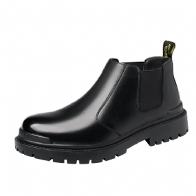 Chelsea Boots Jesenné Krátke Čižmy Trendy Pánske Čierne Mid-top Martin