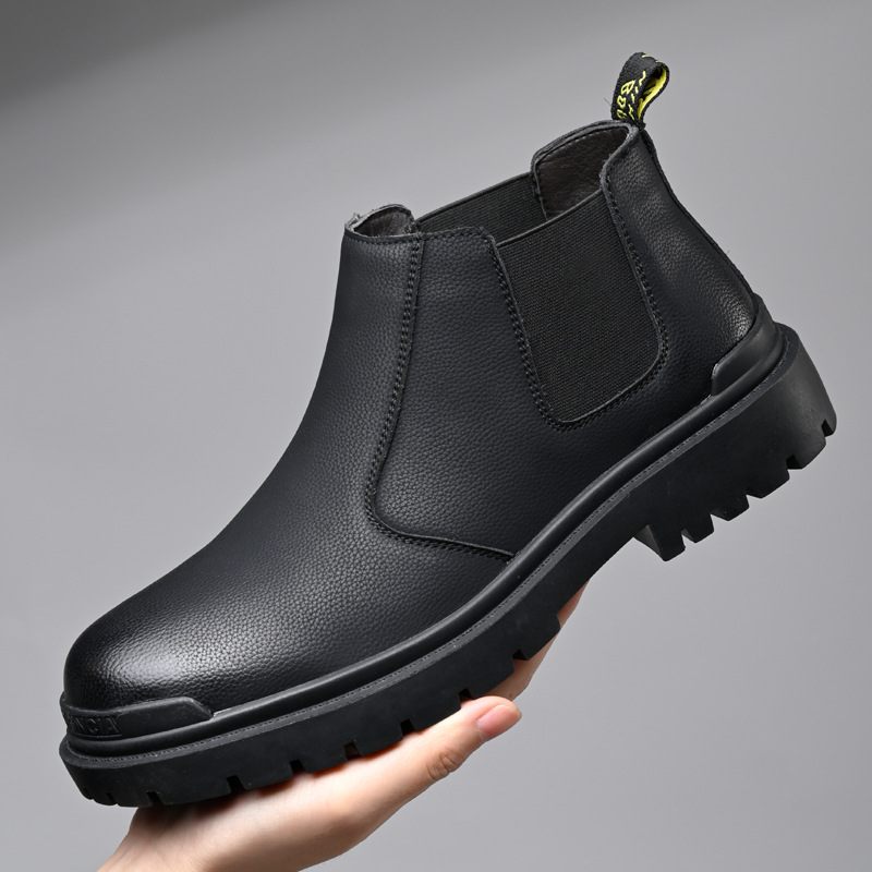 Chelsea Boots Jesenné Krátke Čižmy Trendy Pánske Čierne Mid-top Martin