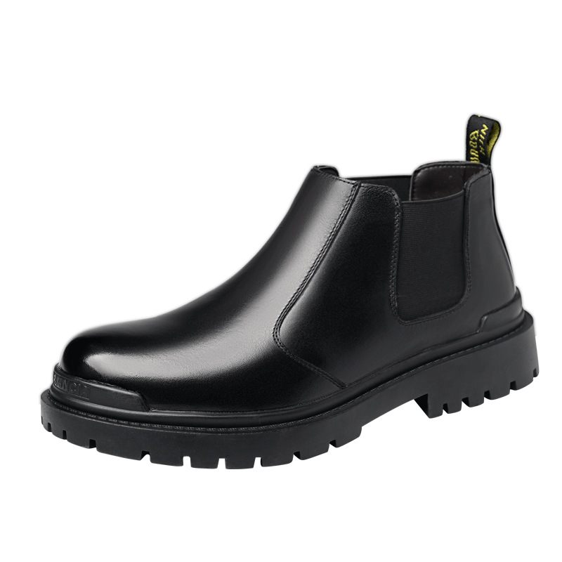 Chelsea Boots Jesenné Krátke Čižmy Trendy Pánske Čierne Mid-top Martin