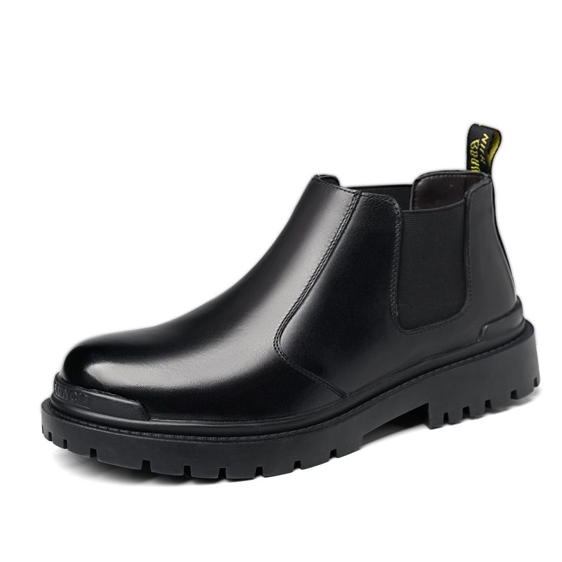 Chelsea Boots Jesenné Krátke Čižmy Trendy Pánske Čierne Mid-top Martin