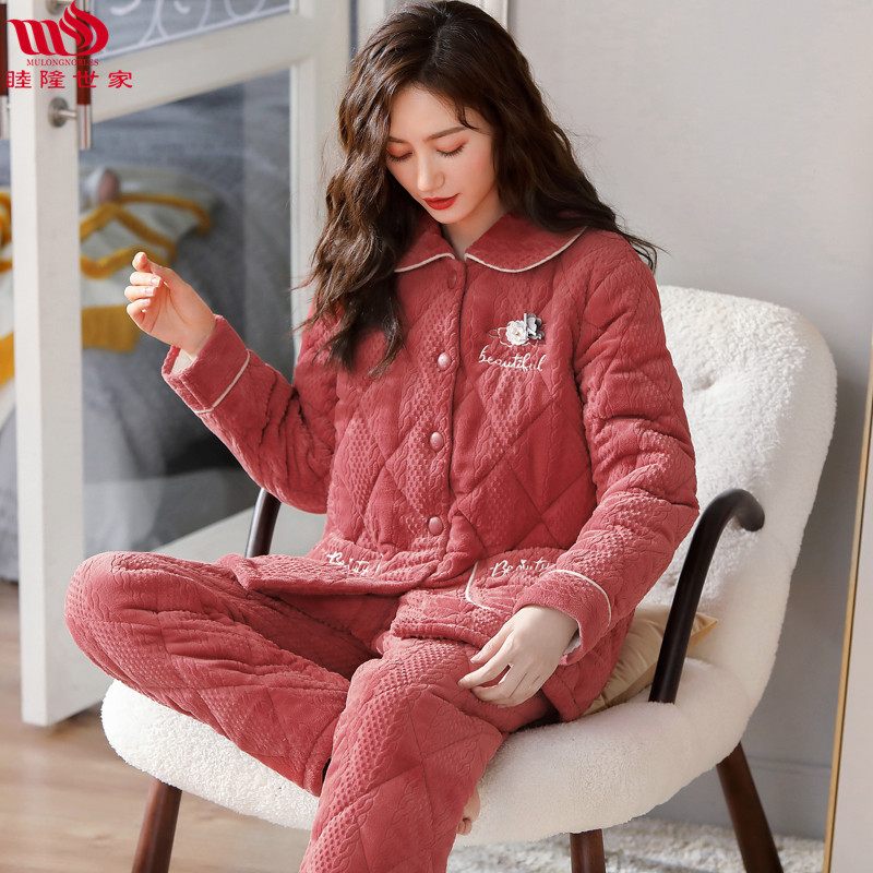 Dámske Pyžamo Hrubý Coral Fleece Set Homewear